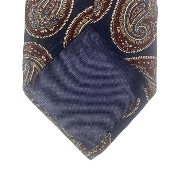 Marshall Fields Vintage Pure Silk Navy Paisley Tie Made In The USA 58”x3.5” - Picture 4 of 6